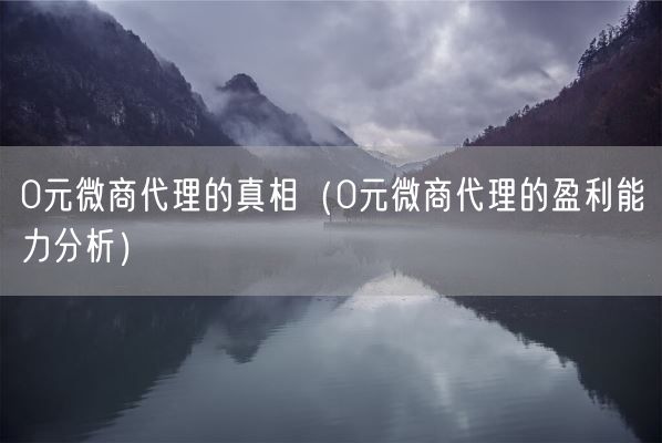 0元微商代理的真相（0元微商代理的盈利能力分析）(图1)