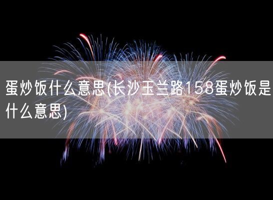 蛋炒饭什么意思(长沙玉兰路158蛋炒饭是什么意思)(图1)