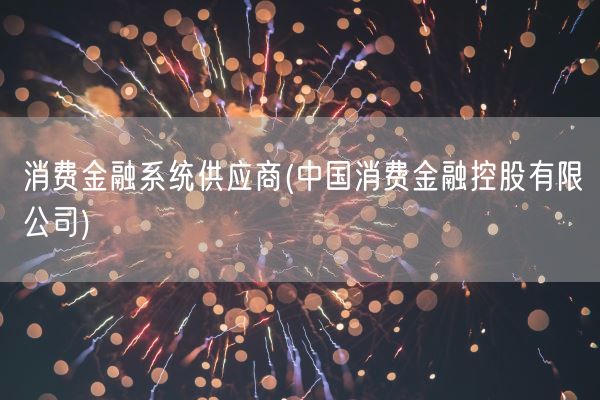 消费金融系统供应商(中国消费金融控股有限公司)(图1)