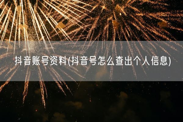 抖音账号资料(抖音号怎么查出个人信息)(图1)