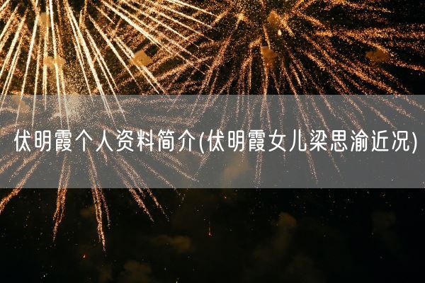 伏明霞个人资料简介(伏明霞女儿梁思渝近况)(图1)