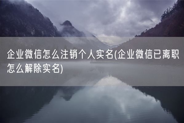 企业微信怎么注销个人实名(企业微信已离职怎么解除实名)(图1)