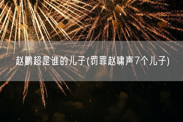 赵鹏超是谁的儿子(罚罪赵啸声7个儿子)(图1) 赵鹏超是谁的儿子(罚罪赵啸声7个儿子)(图1)