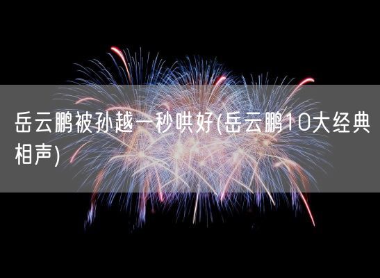 岳云鹏被孙越一秒哄好(岳云鹏10大经典相声)(图1)