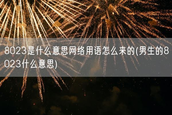 8023是什么意思网络用语怎么来的(男生的8023什么意思)(图1)