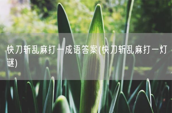 快刀斩乱麻打一成语答案(快刀斩乱麻打一灯谜)(图1) 快刀斩乱麻打一成语答案(快刀斩乱麻打一灯谜)(图1)