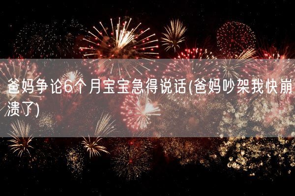 爸妈争论6个月宝宝急得说话(爸妈吵架我快崩溃了)(图1) 爸妈争论6个月宝宝急得说话(爸妈吵架我快崩溃了)(图1)
