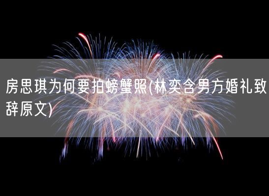 房思琪为何要拍螃蟹照(林奕含男方婚礼致辞原文)(图1)