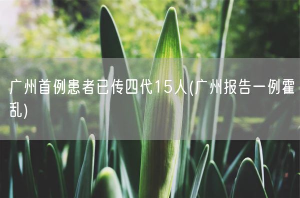 广州首例患者已传四代15人(广州报告一例霍乱)(图1) 广州首例患者已传四代15人(广州报告一例霍乱)(图1)