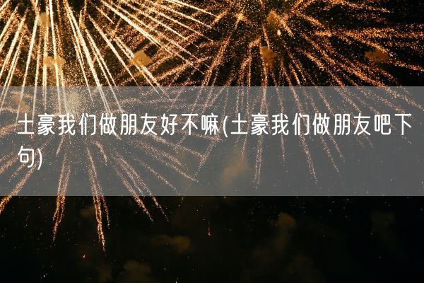 土豪我们做朋友好不嘛(土豪我们做朋友吧下句)(图1) 土豪我们做朋友好不嘛(土豪我们做朋友吧下句)(图1)