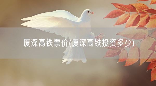 厦深高铁票价(厦深高铁投资多少)(图1)