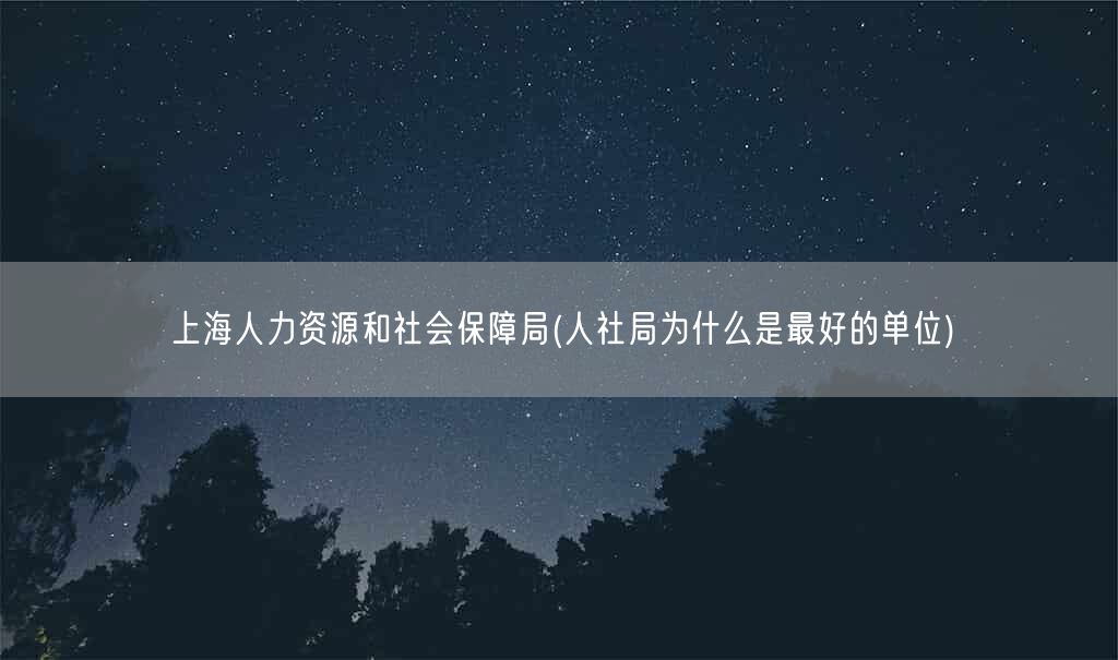 上海人力资源和社会保障局(人社局为什么是最好的单位)(图1)