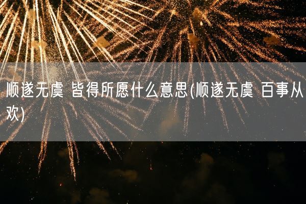 顺遂无虞 皆得所愿什么意思(顺遂无虞 百事从欢)(图1)