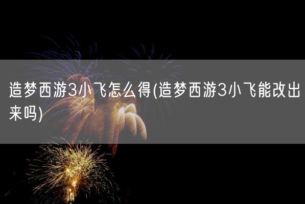 造梦西游3小飞怎么得(造梦西游3小飞能改出来吗)(图1)