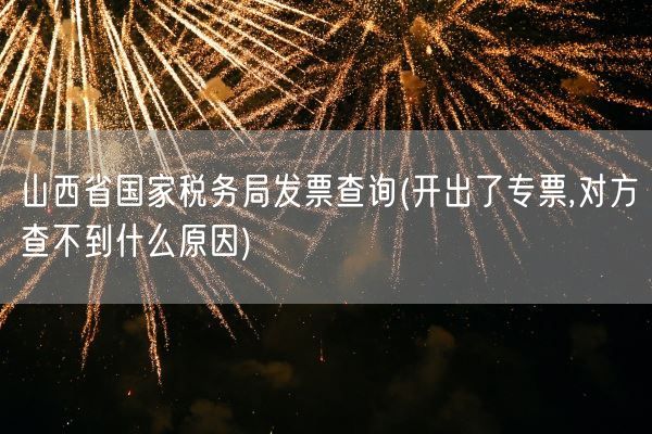 山西省国家税务局发票查询(开出了专票,对方查不到什么原因)(图1)