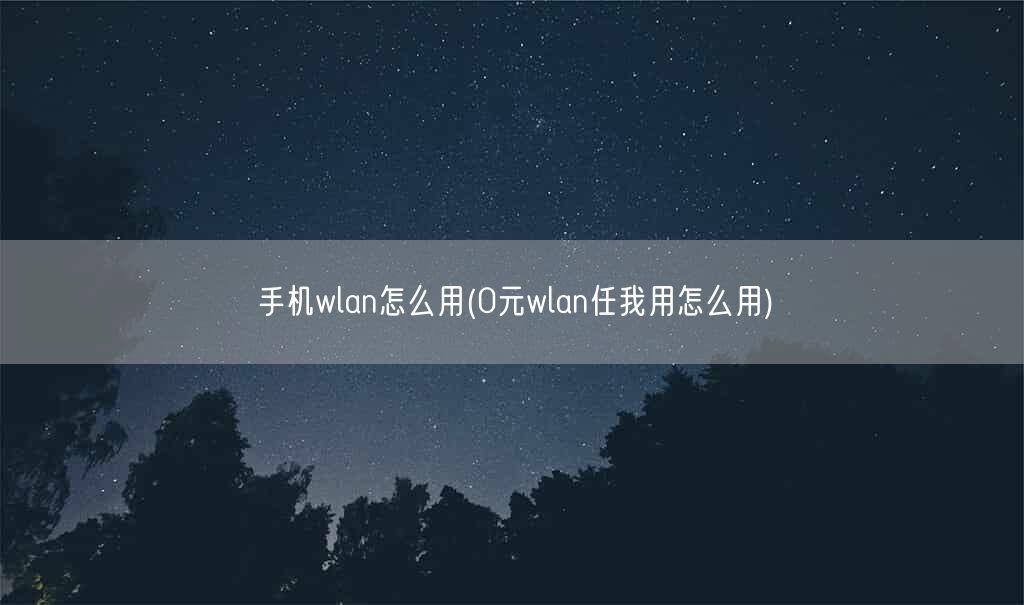 手机wlan怎么用(0元wlan任我用怎么用)(图1)