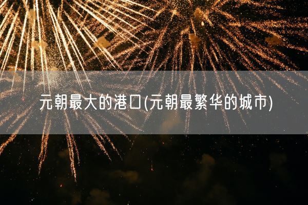 元朝最大的港口(元朝最繁华的城市)(图1)