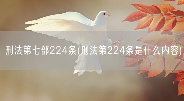 刑法第七部224条(刑法第224条是什么内容)(图1) 刑法第七部224条(刑法第224条是什么内容)(图1)