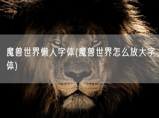 魔兽世界懒人字体(魔兽世界怎么放大字体)(图1)