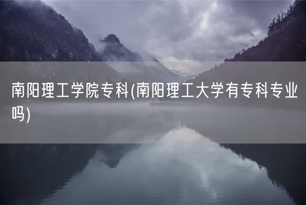 南阳理工学院专科(南阳理工大学有专科专业吗)(图1)