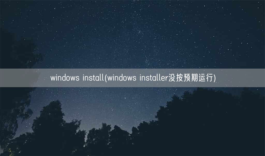 windows install(windows installer没按预期运行)(图1)