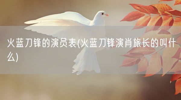火蓝刀锋的演员表(火蓝刀锋演肖旅长的叫什么)(图1)