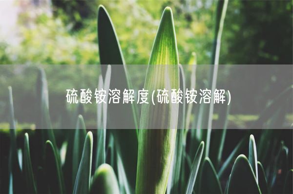 硫酸铵溶解度(硫酸铵溶解)(图1)