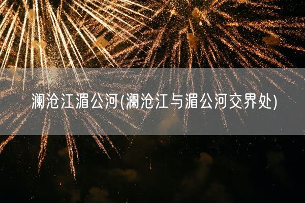 澜沧江湄公河(澜沧江与湄公河交界处)(图1)