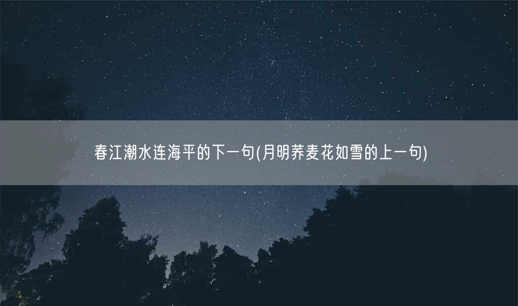 春江潮水连海平的下一句(月明荞麦花如雪的上一句)(图1) 春江潮水连海平的下一句(月明荞麦花如雪的上一句)(图1)
