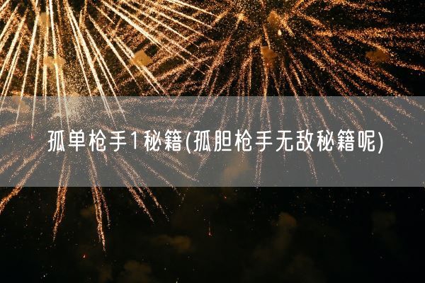 孤单**1秘籍(孤胆**无敌秘籍呢)(图1)
