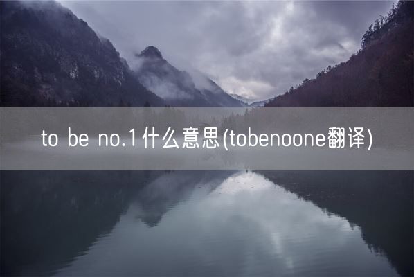 to be no.1什么意思(tobenoone翻译)(图1)