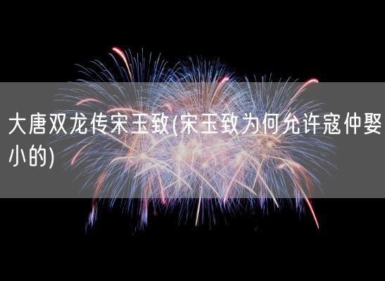 大唐双龙传宋玉致(宋玉致为何允许寇仲娶小的)(图1)