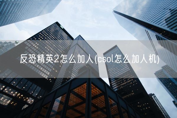 反恐精英2怎么加人(csol怎么加人机)(图1)