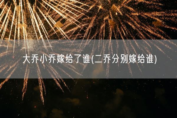 大乔小乔嫁给了谁(二乔分别嫁给谁)(图1)