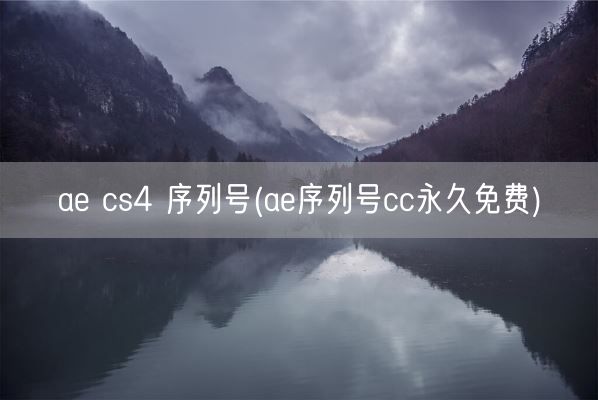 ae cs4 序列号(ae序列号cc永久免费)(图1) ae cs4 序列号(ae序列号cc永久免费)(图1)