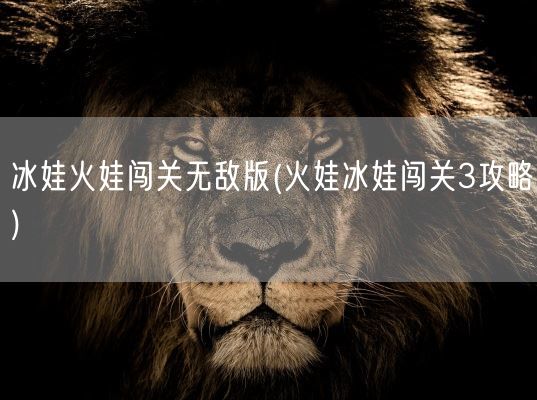 冰娃火娃闯关无敌版(火娃冰娃闯关3攻略)(图1)